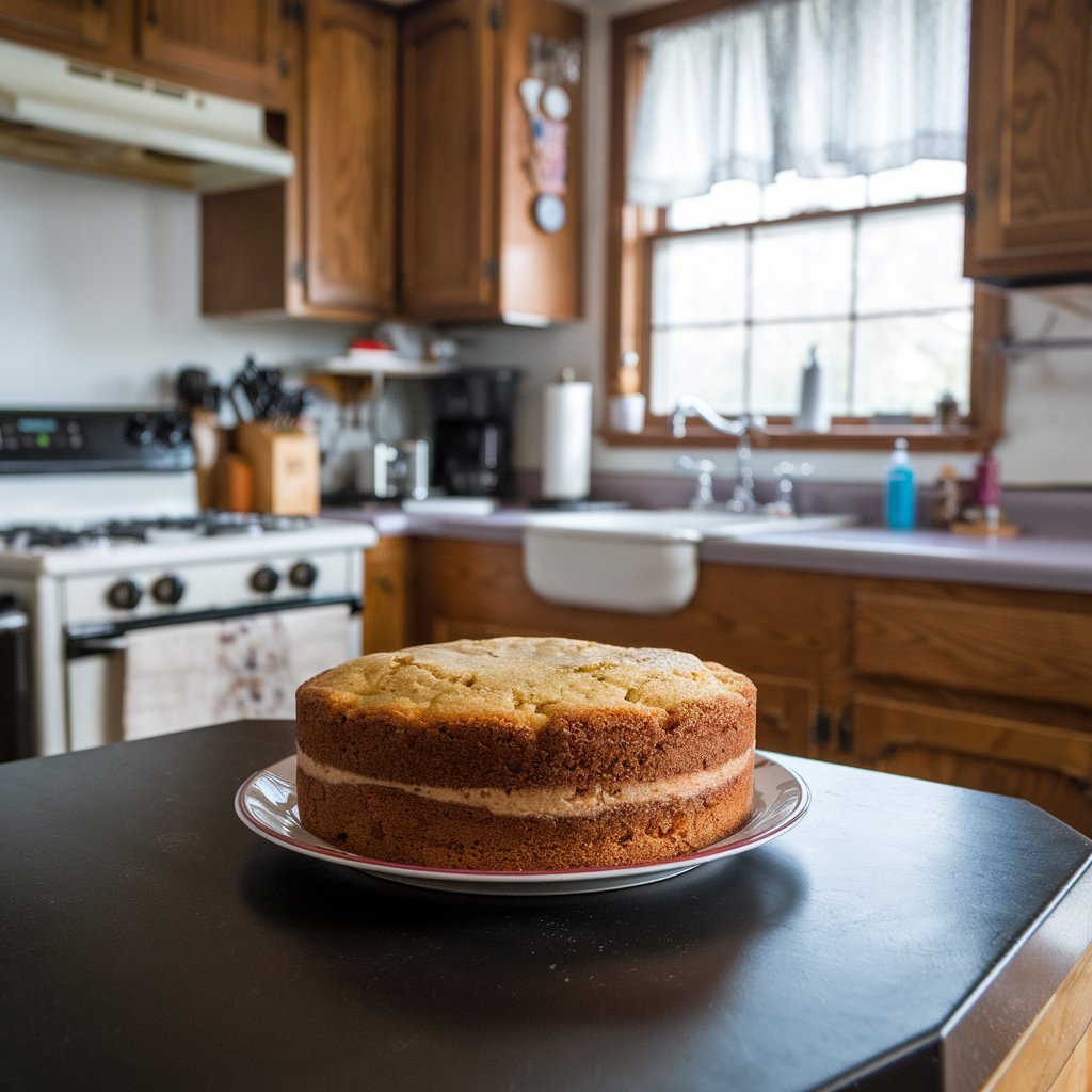 A beautifully layered Hummingbird Cake with cream cheese frosting, garnished with chopped pecans and sliced bananas.