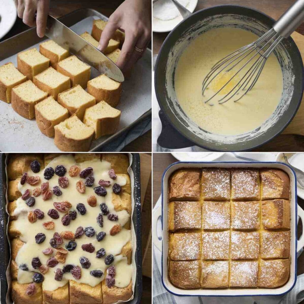 A golden-baked Panettone French Toast Casserole topped with powdered sugar and fresh berries.