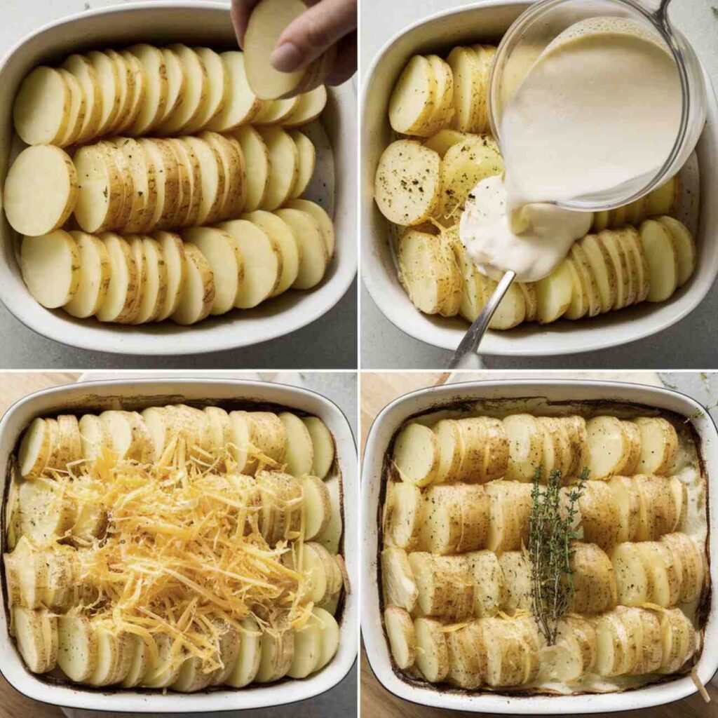 Creamy Potatoes au Gratin Gruyere with golden-brown crust