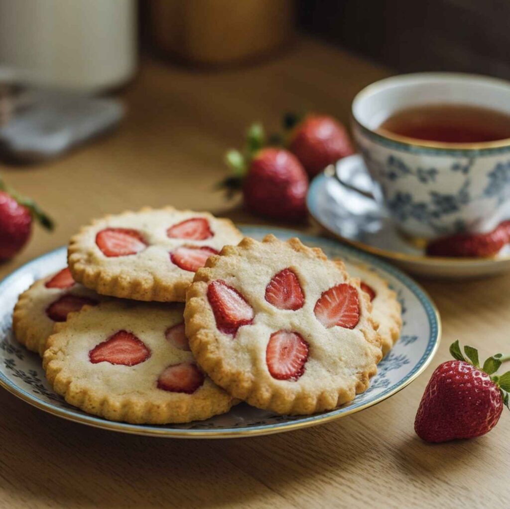 A plate of freshly baked strawberry cookies