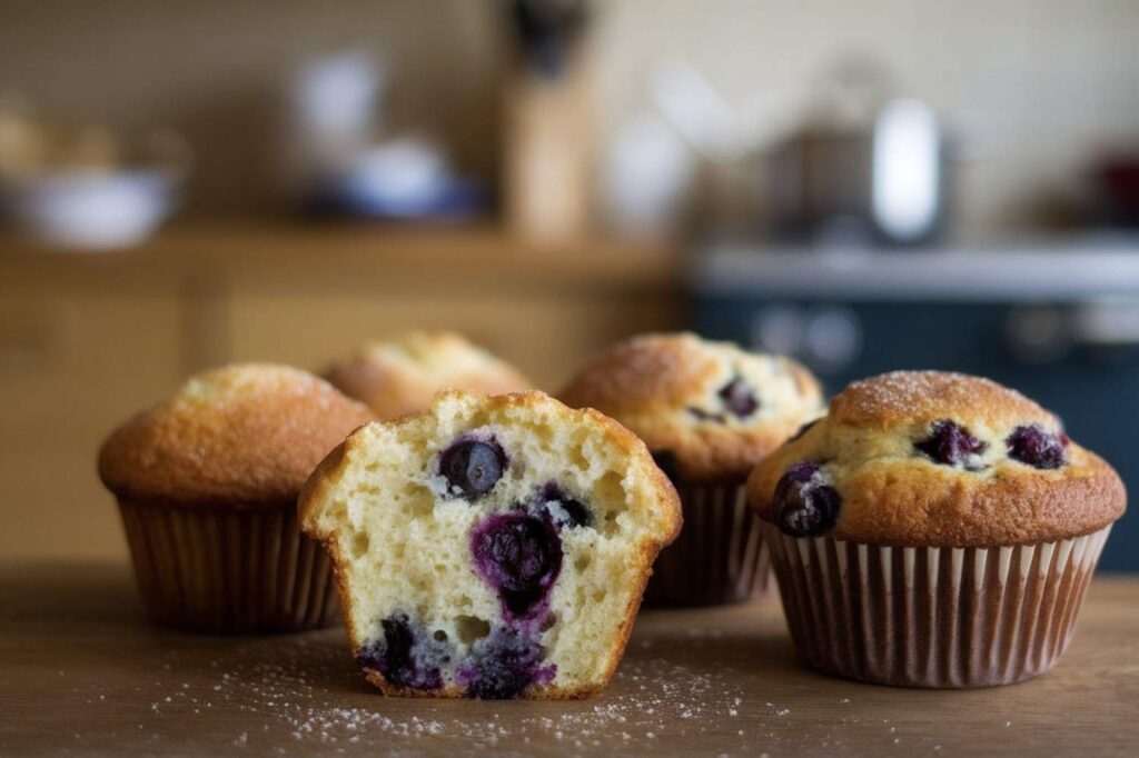 Freshly baked muffins on a wooden table – why is it called a muffin