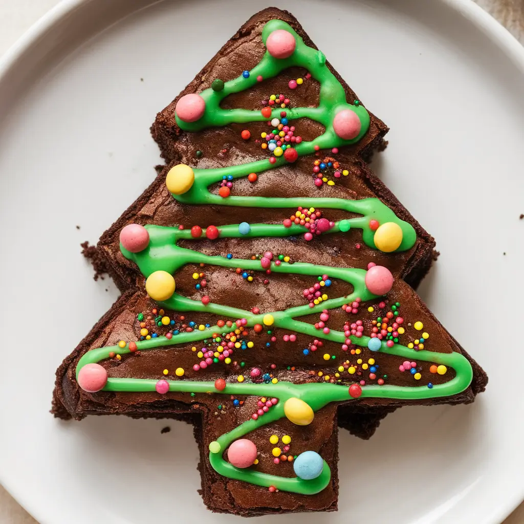 how to make christmas tree brownies? Festive Christmas tree brownies with colorful decorations.