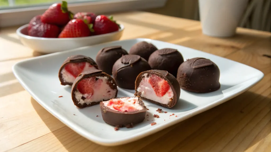 Chocolate Strawberry Frozen Yogurt Bites