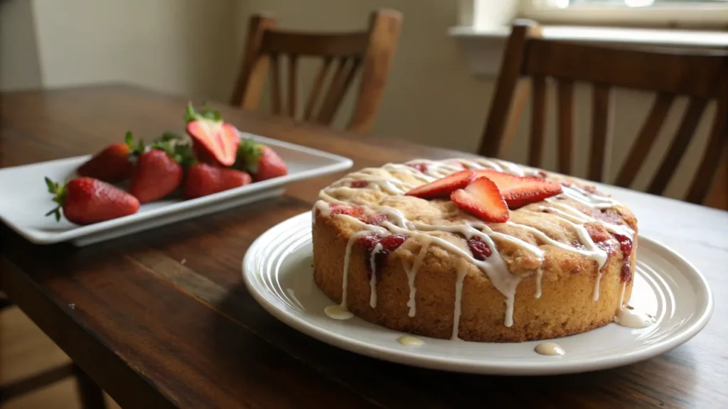 Strawberry Coffee Cake with Glaze