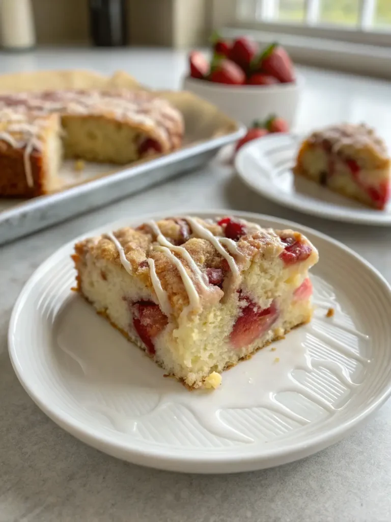 Strawberry Coffee Cake with Glaze