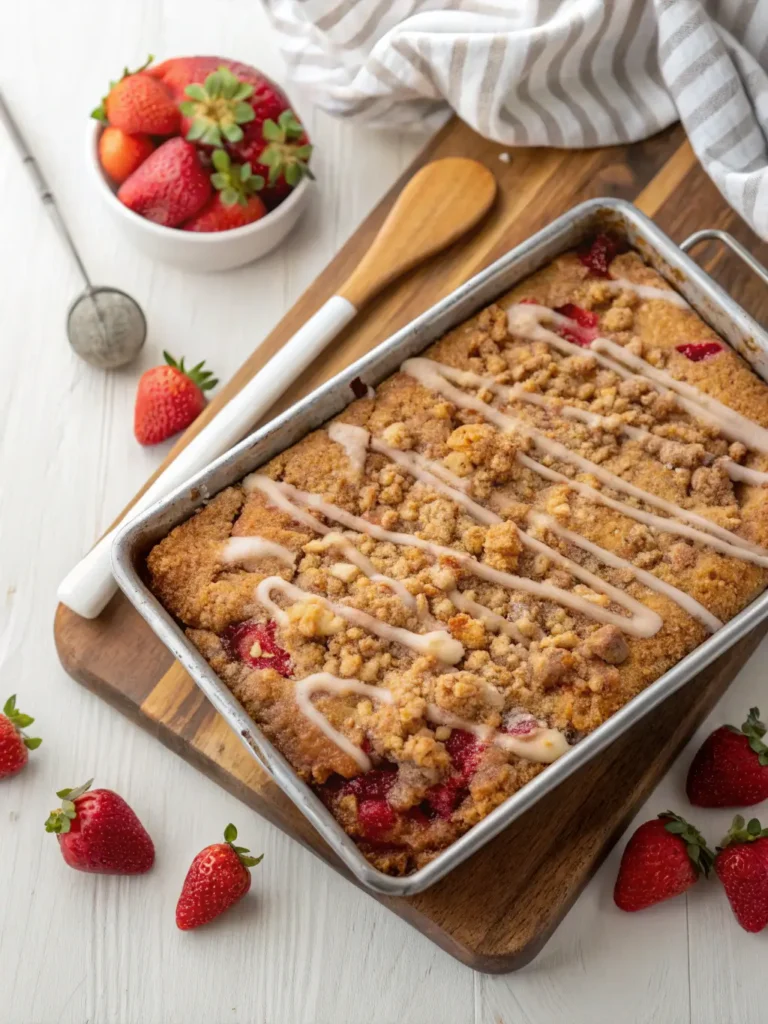 Strawberry Coffee Cake with Glaze