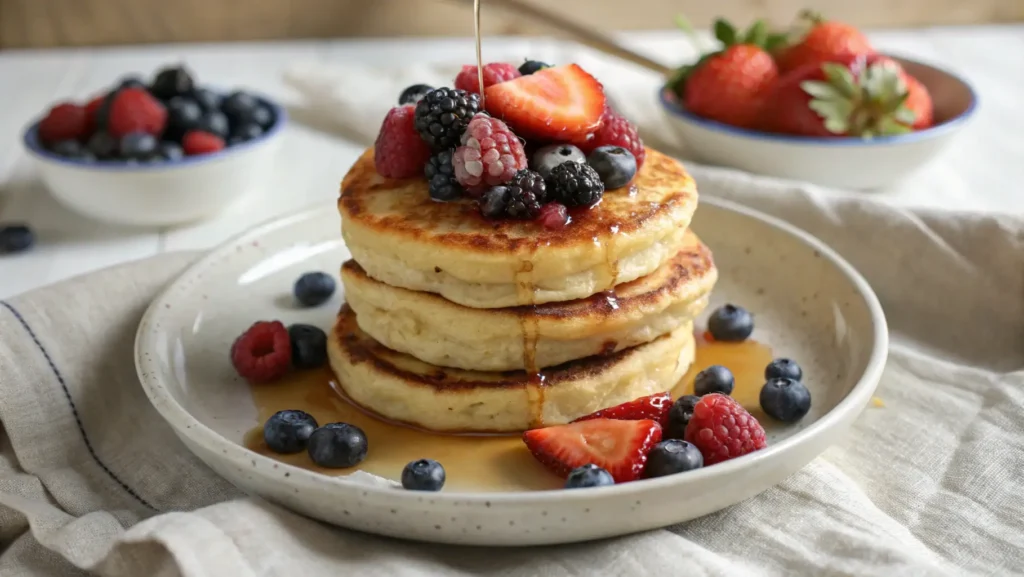 Fluffy Lemon Ricotta Pancakes with Fresh Berries