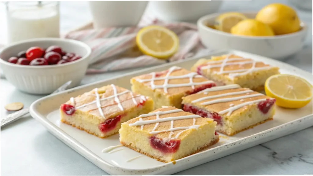 Cherry Bars with Lemon Glaze