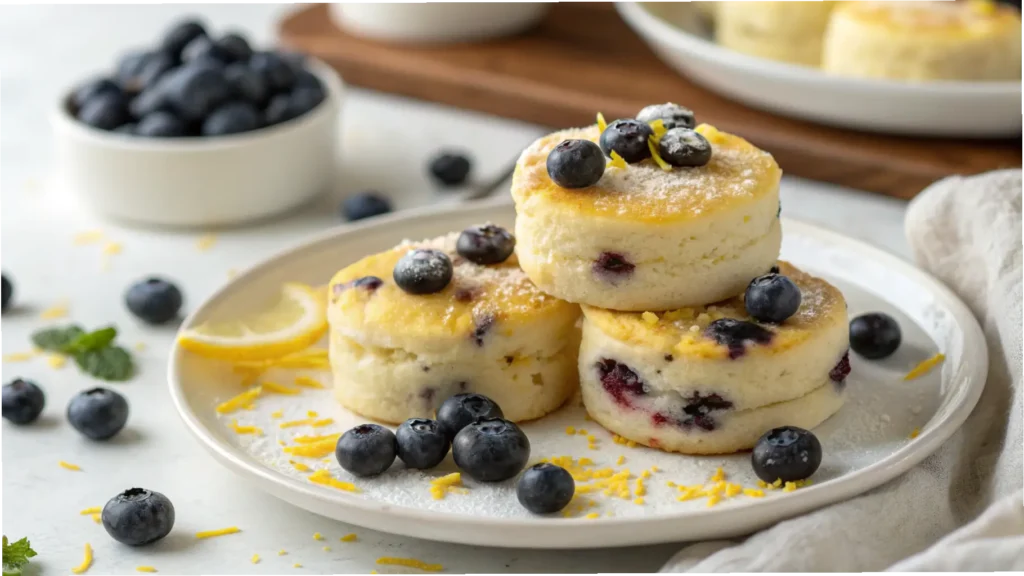 Greek Yogurt Lemon Blueberry Pancake Bites
