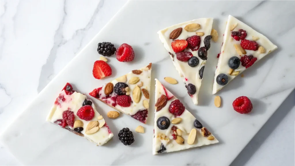 Frozen Greek Yogurt Bark with Fruits and Nuts
