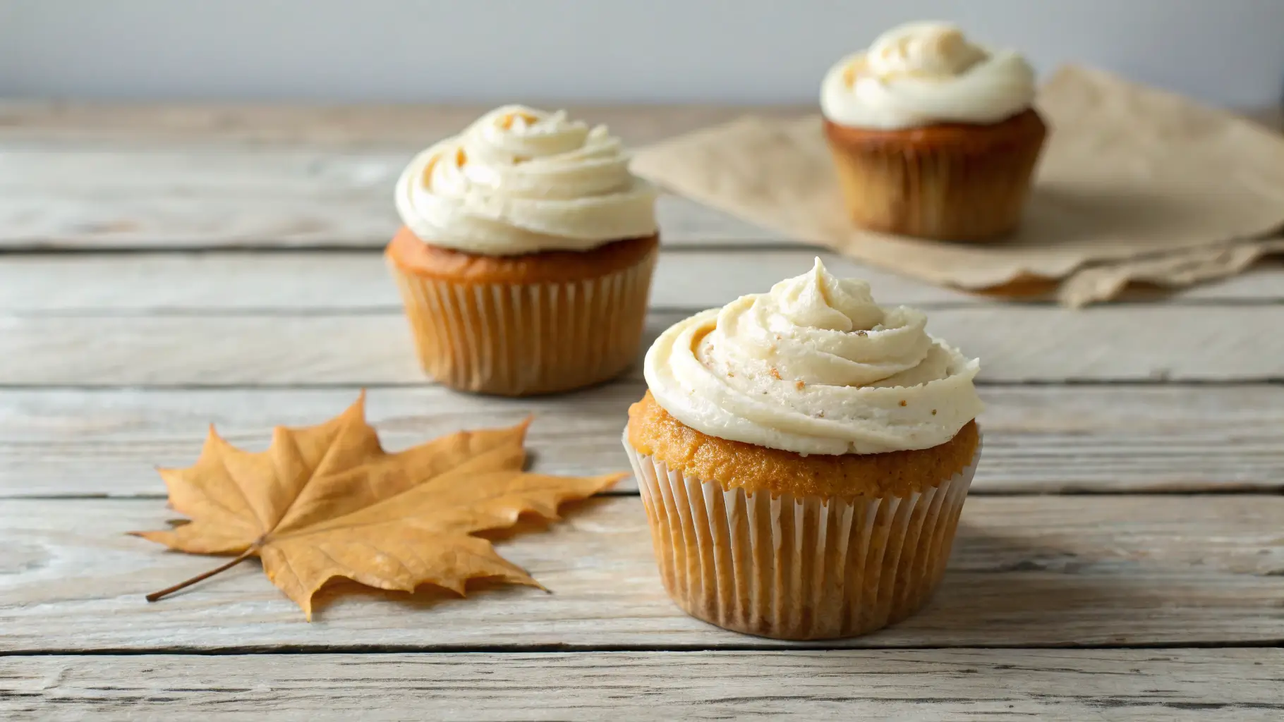 Flat Frosting Pumpkin Cupcakes