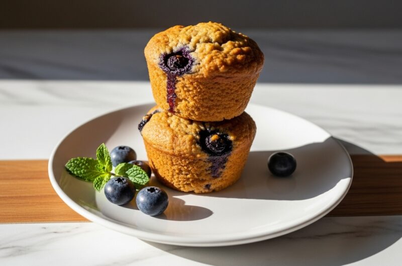 Cozy Banana Blueberry Almond Flour Muffins