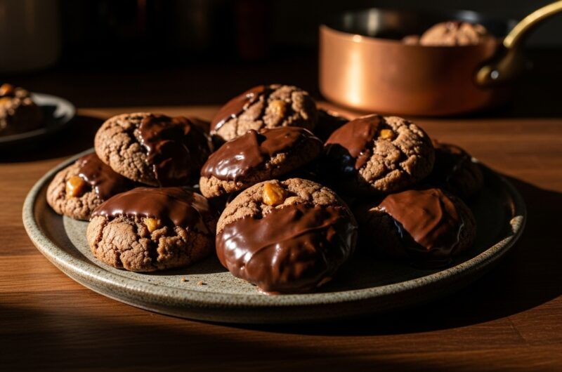 Melt-in-Your-Mouth Chocolate Dipped Toffee Cookies