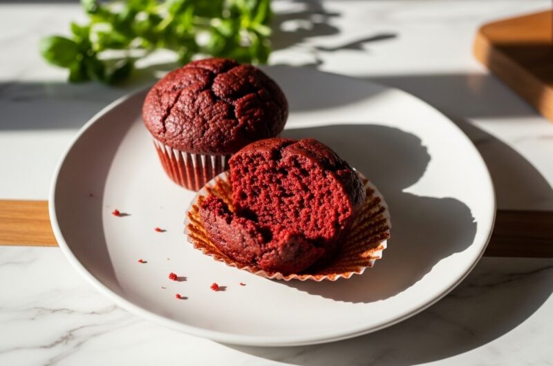 Cozy Date-Sweetened Red Velvet Muffins for Everyone