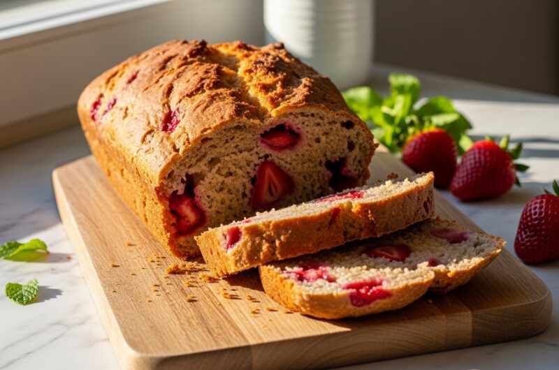 Cozy Strawberry Whole Wheat Bread with Honey & Oats