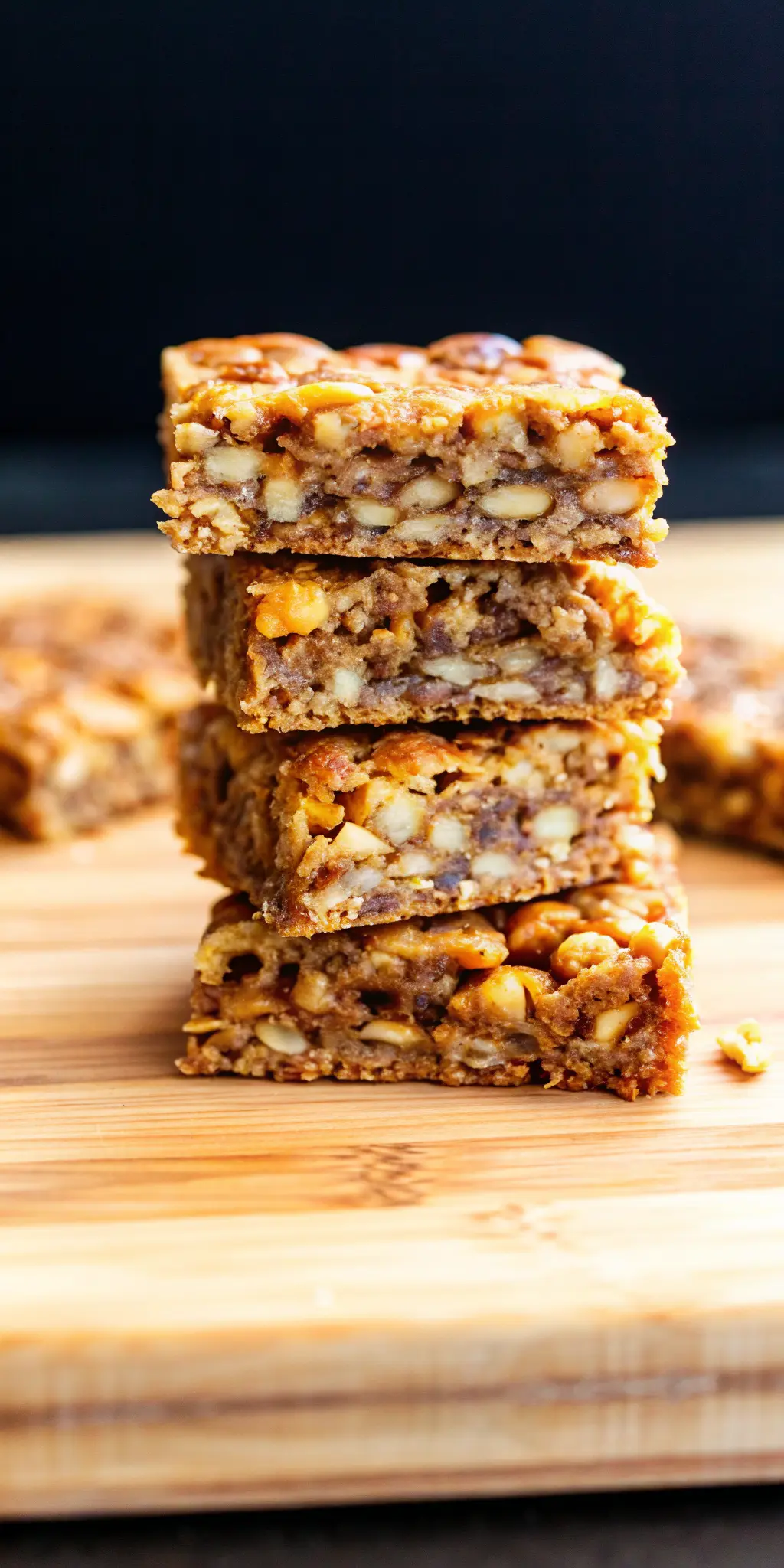 A single, perfectly cut Banana Oatmeal Bar placed on a minimalist white ceramic plate, showcasing its chewy, moist interior with visible banana slices and hearty oats. A subtle dusting of cinnamon lightly visible on the bar. Natural morning light on a marble countertop with warm tones. No hands. (3:4 ratio)