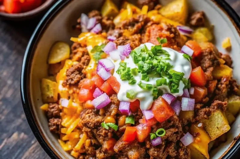Hearty & Flavorful: Your New Favorite Ground Beef and Potato Taco Bowl!