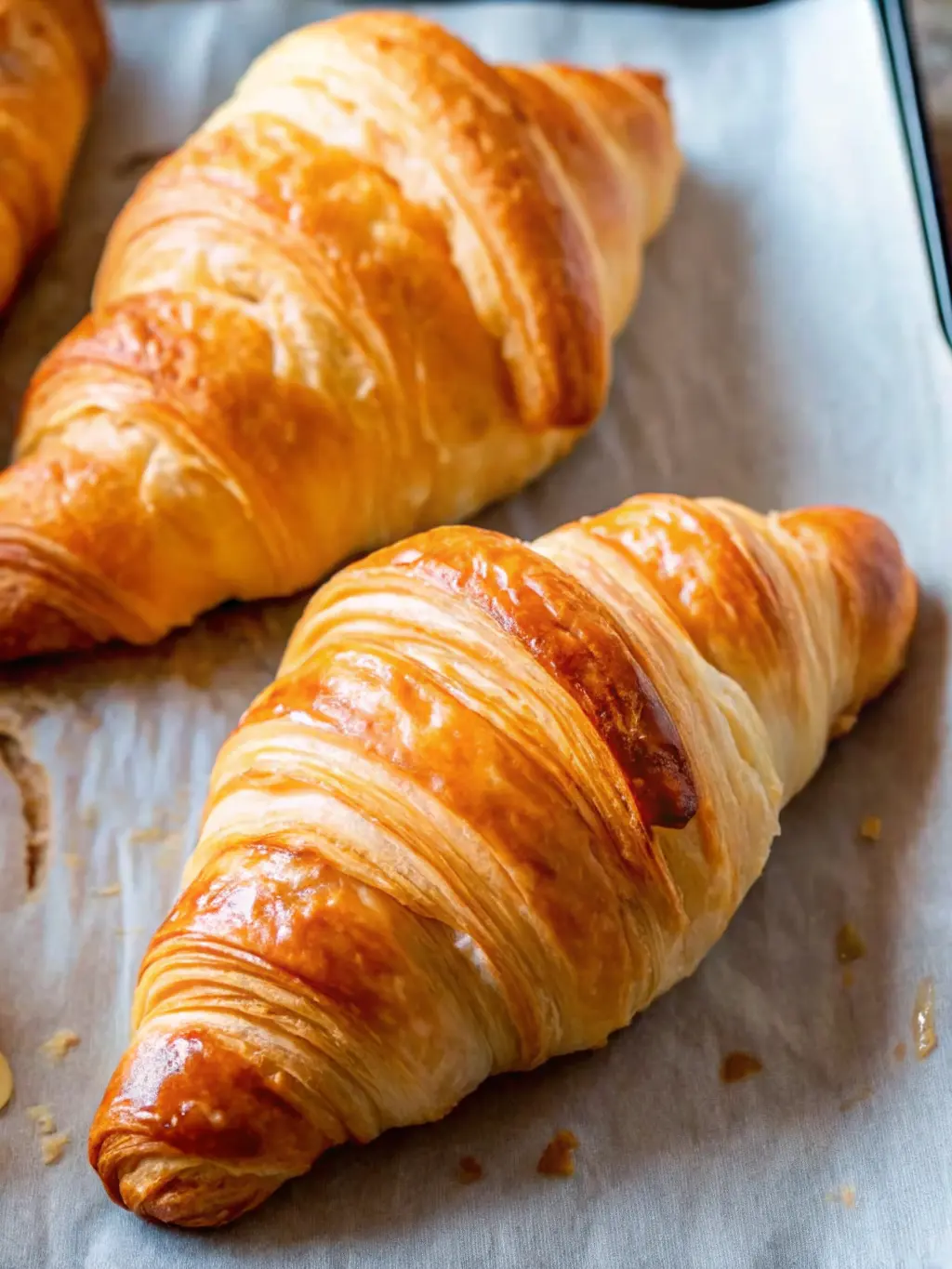 Ingredients laid out for French Croissant: individual portions of flour, sugar, salt, yeast, and cold, cubed European-style butter, arranged neatly on a wooden cutting board on a marble countertop. Natural morning light, warm tones, clean and tidy. 3:4 aspect ratio. NO HANDS OR PEOPLE.