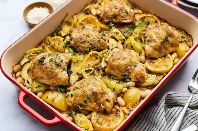 The Ultimate One-Pan Oven-Roasted Chicken with Lemon, Artichokes, and White Beans