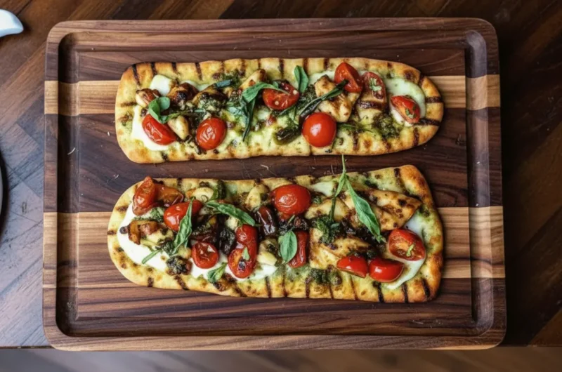 Crispy Chicken Caprese Flatbread with Balsamic Glaze
