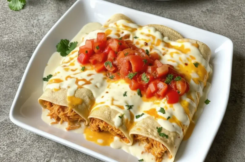 Creamy Queso Chicken Enchiladas - Taste Charm