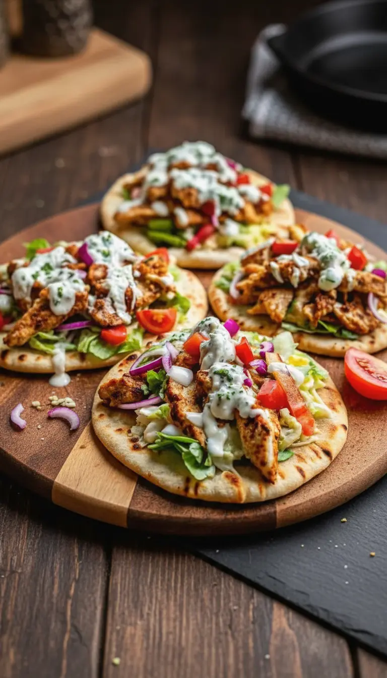 A close-up, texture-focused shot of a single bite being lifted from the plate (no hand visible, just the food detailed). The focus is on the contrast between the fluffy, porous pita bread, the juicy orange-spiced chicken, and the crisp, creamy slaw. The white ranch sauce is glistening, and fresh dill fronds are prominent. The lighting is warm and emphasizes the appetizing colors of the red tomato and purple onion.