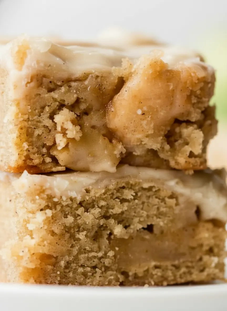 Unmixed ingredients for Brown Butter Apple Blondies, including flour, brown sugar, diced apples in a ceramic bowl, and a small dish of browned butter, neatly arranged on a wooden cutting board on a white marble countertop. Natural morning light casts soft shadows. Fresh green herbs are visible in the blurred background. (3:4 ratio)