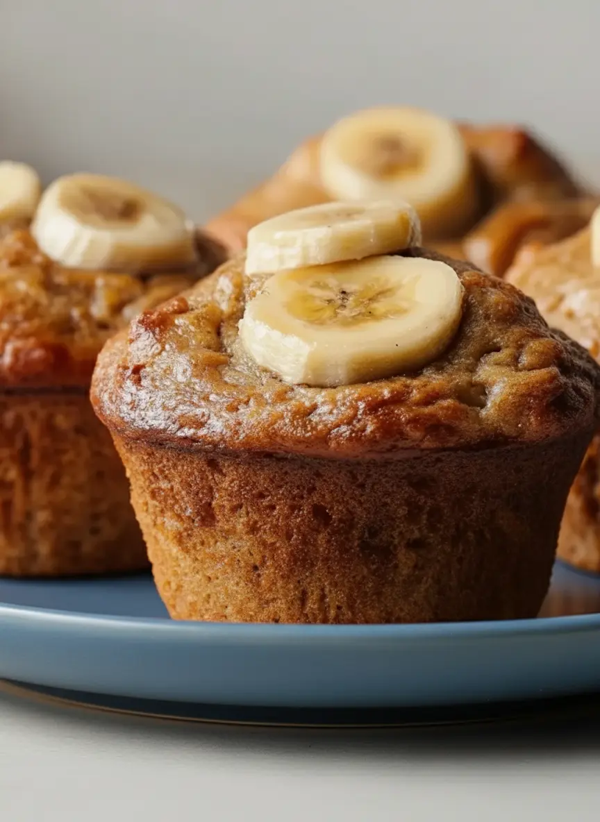 A flat lay of the key ingredients for Greek Yogurt Banana Muffins on a clean marble countertop. Visible items include very ripe, speckled bananas, a ceramic bowl of plain Greek yogurt, a measuring cup of all-purpose flour, two eggs, and a small pile of ground cinnamon. All ingredients are neatly arranged around a prominent wooden cutting board. Natural morning light from an east window creates soft shadows, ensuring warm tones and a tidy presentation. No hands or people. (3:4 ratio)