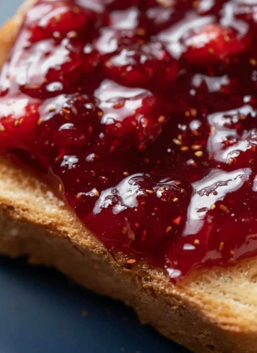 Fresh, ripe strawberries, granulated sugar, and fresh lemons arranged on a wooden cutting board on a marble countertop, ready for making quick strawberry jam without pectin. Natural morning light, soft shadows, and fresh herbs in the background. (3:4 ratio)