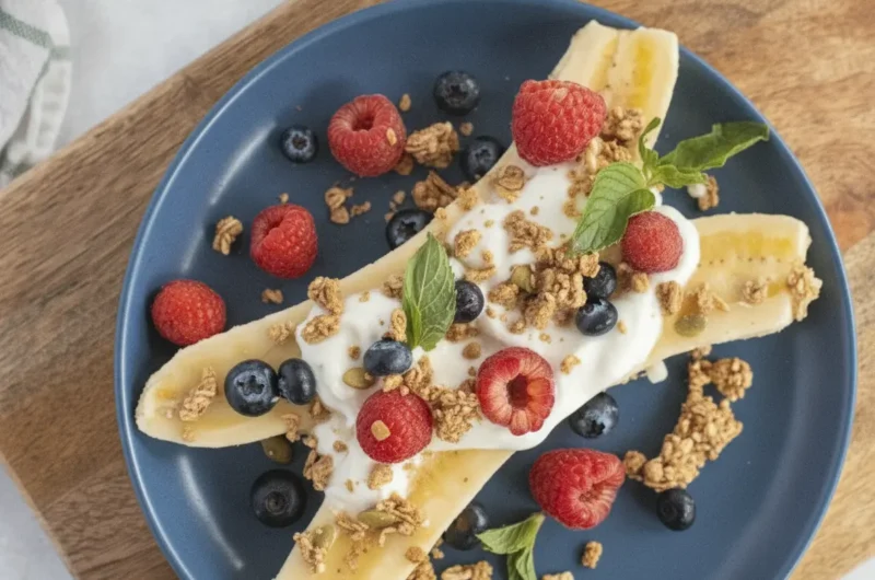 A Healthy Morning Twist: Banana Split With Berries and Greek Yogurt