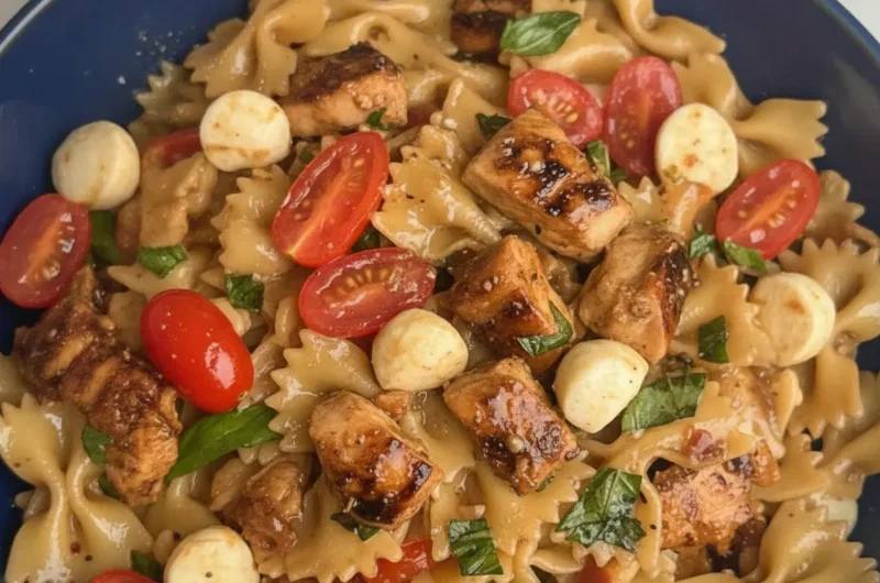 Easy Caprese Pasta Salad with Balsamic Glaze