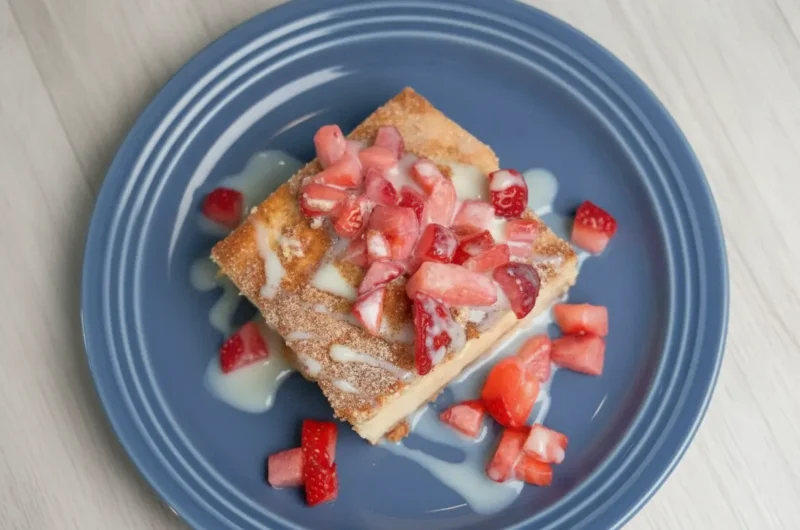 Easy Crescent Roll Churro Cheesecake Recipe with Strawberries