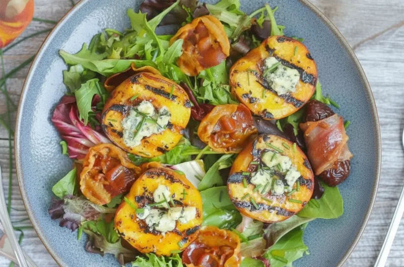 Grilled Peach Salad With Honey Vinaigrette