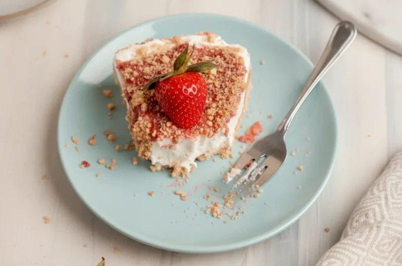 Easy No Bake Strawberry Crunch Cheesecake Recipe | Taste Charm