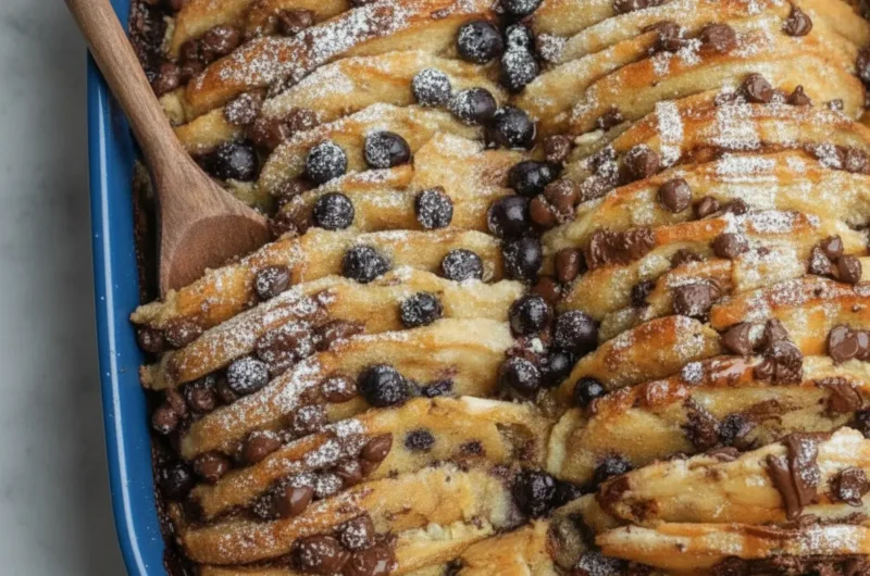 The Ultimate Blueberry and Chocolate Chip Pancake Casserole